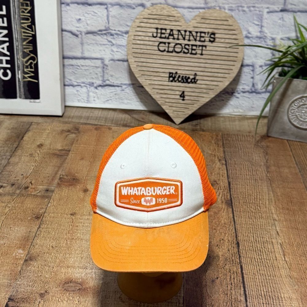 Whataburger Hat Cap Orange White Mesh Baseball With Flaws